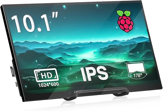 HAMTYSAN Raspberry Pi Screen 10.1 HDMI Monitor 1024x600 IPS LCD Display 169 Laptop External Monitor for Raspberry Pi 5/4/3 Win 11/10/8/7, Non-Touch, Free-Driver