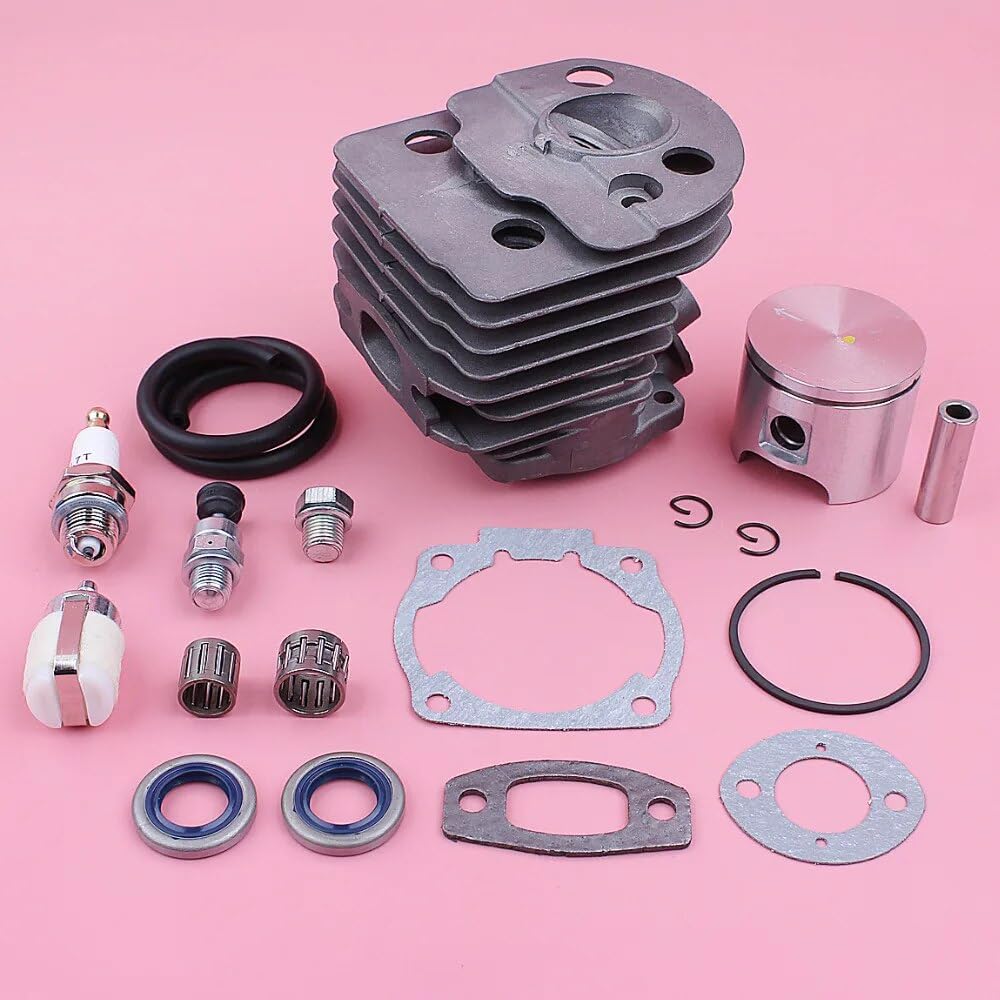 Kit de pistón de Cilindro de 46 mm, for Husqvarna 55 51 Línea de Filtro de Combustible Junta de válvula de descompresión Cojinete Motosierra Reemplazar Pieza de Herramienta Pistón de Cilindro