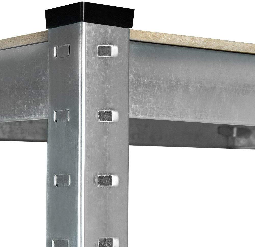 Megashopitalia Scaffale (2 pezzi) Mensola Scaffali Scaffalatura Metallo Zincato 5 Ripiani L90xP40xH180 cm Legno MAX 875KG (Argento)