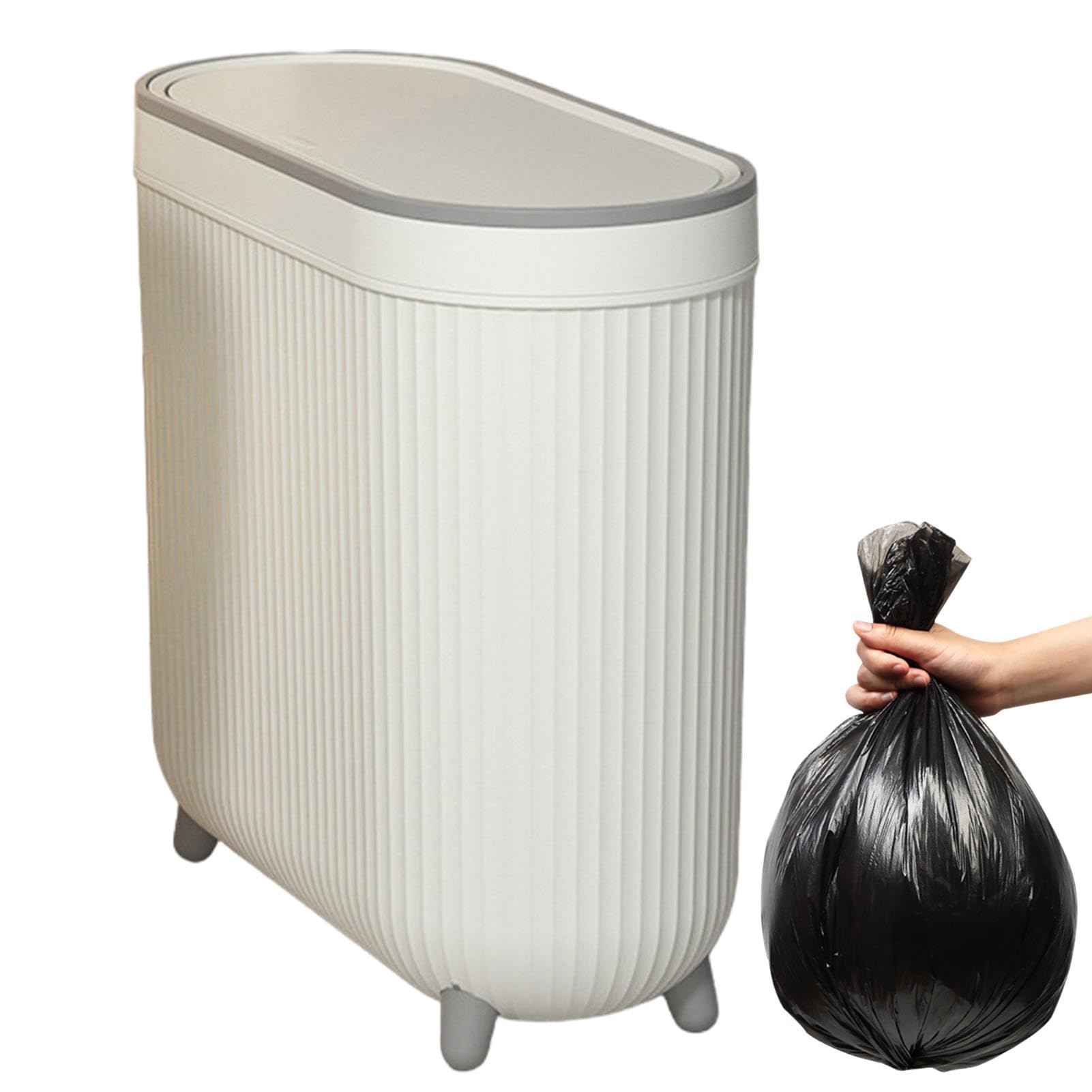 Pattumiera per WC, pattumiera con coperchio – Cestino per la spazzatura – con coperchio – pattumiera per WC – Pattumiera sottile per rifiuti da bagno
