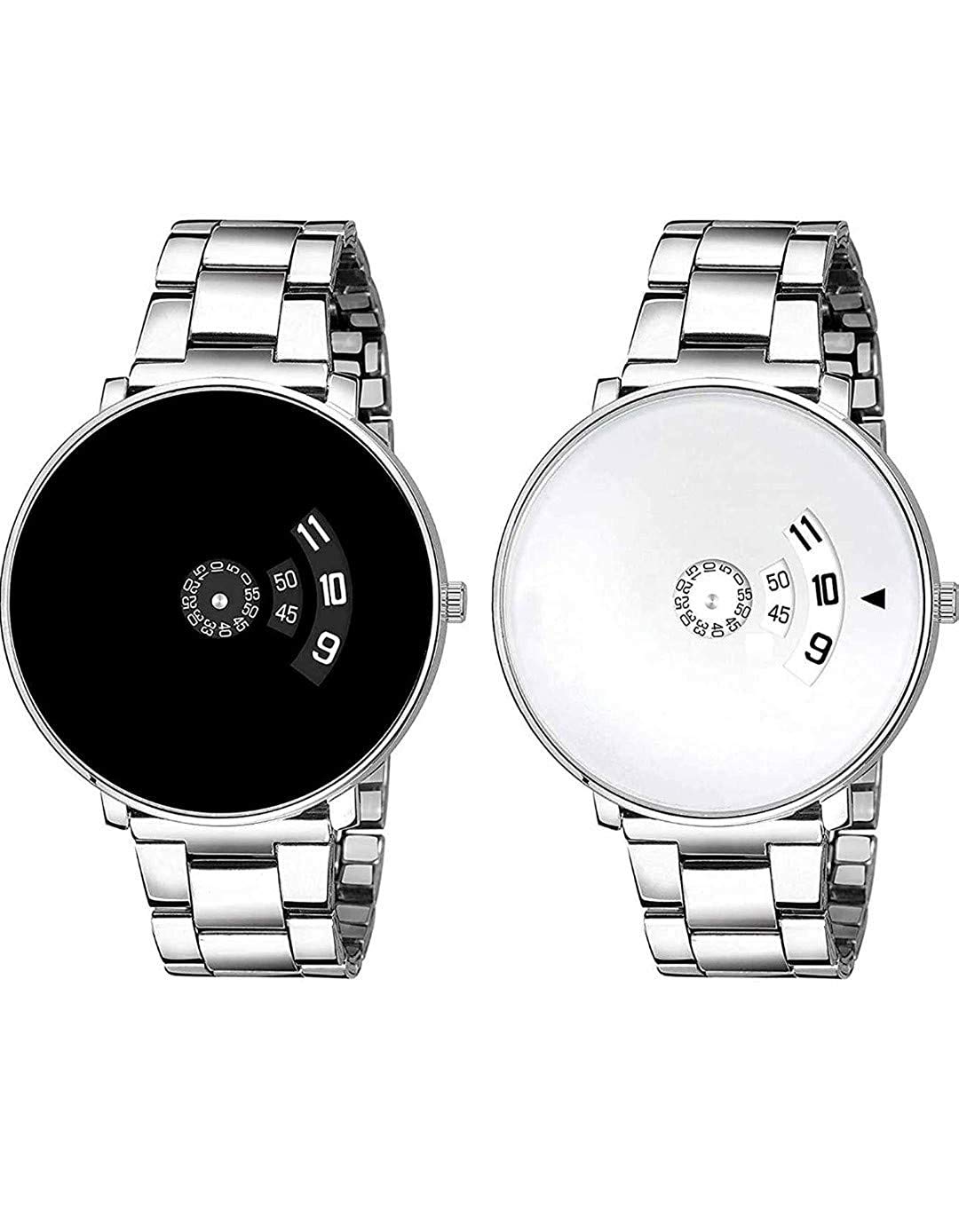 SQUIRRO Boys & Mens Stainless Steel Chain Watch (White & Black Color Dial) (Pack of 2) (B08KHLP4CR) Amazon Price History, Amazon Price Tracker