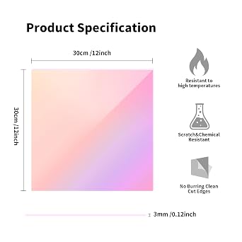 3 Pack Iridescent Acrylic Sheet, 1/8 Inch Thick, 12 x 12 Inch