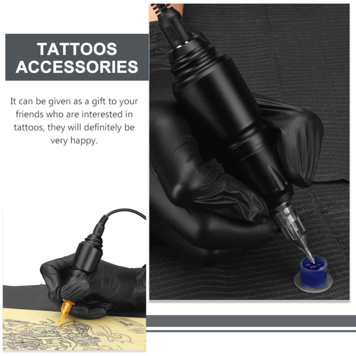 Máquina de Tatuajes Rotativa Portátil para Principiantes 9 V Negra