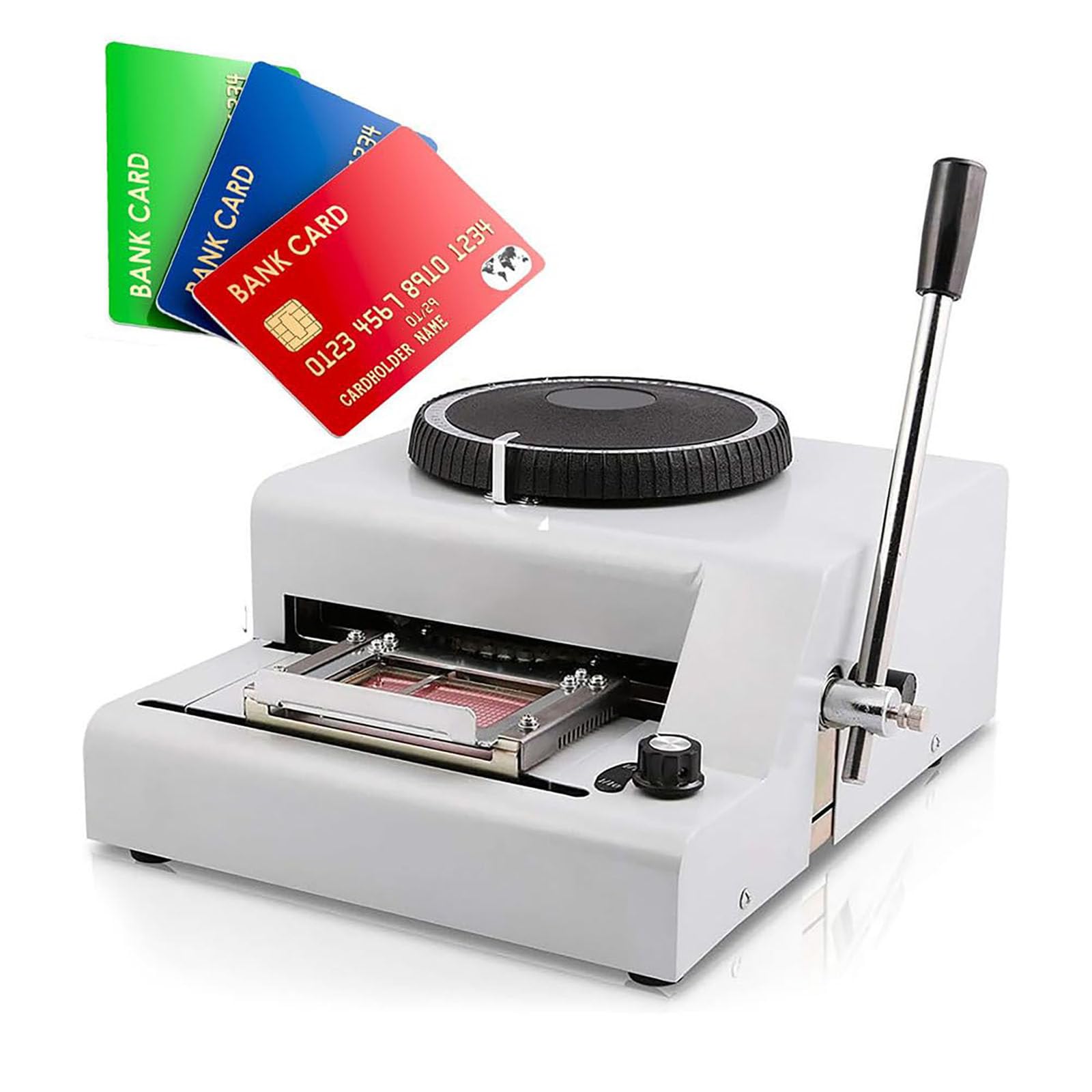ALSUP 72-Character Manual PVC Card Embosser, Adjustable Letter Spacing & Depth, Rotatable Wheel for Credit, ID, VIP & Gift Card Letterpress