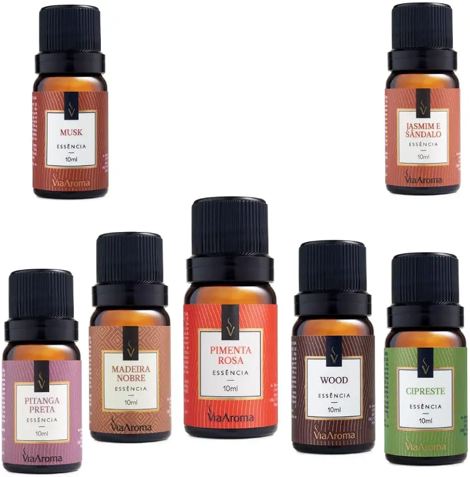 PACOTE 5 ESSÊNCIAS AMADEIRADAS PARA AROMATIZADOR VIA AROMA
