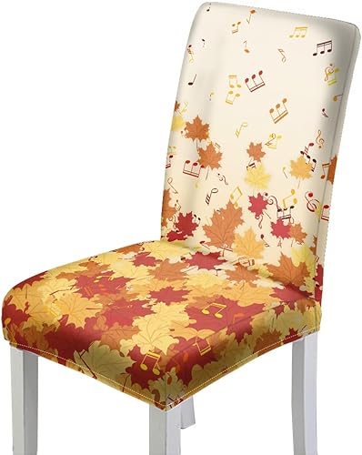 Rnyleeg Fall Dining Chair Covers Set of 1 Leaves Design Chair Covers for Living Room No Arms Stretch Chair Slipcover for Cocktail Party Cubre Sillas