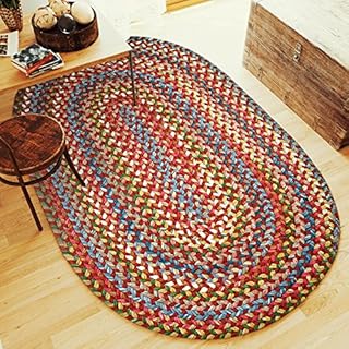 Super Area Rugs Gemstone Made in USA Braided Rug Colorful Kitchen Living Room Carpet, Tawny Port 5' X 8'