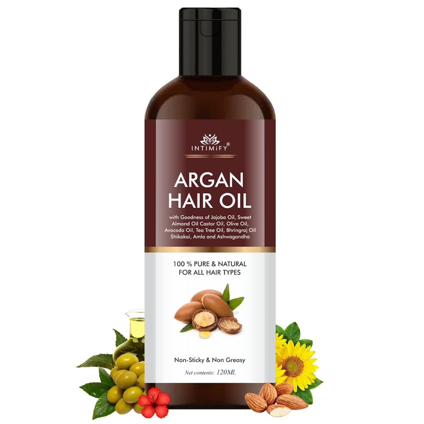 INTIMIFY Moroccan Argan Oil for Hair & Skin Care With Maha Bhringraj, Almond Oil, Castor Oil and Aloe Vera for Men and Women - 120ml-image-45