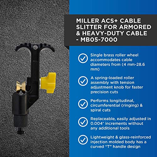 Miller Acs+ Series Cable Slitter For Armored Fiber Cable, Central Tube, And Stranded Loose Tube, Easily Portable Tool For Working Technicians, Electricians, And Installers, 10 Ounces #TOP1