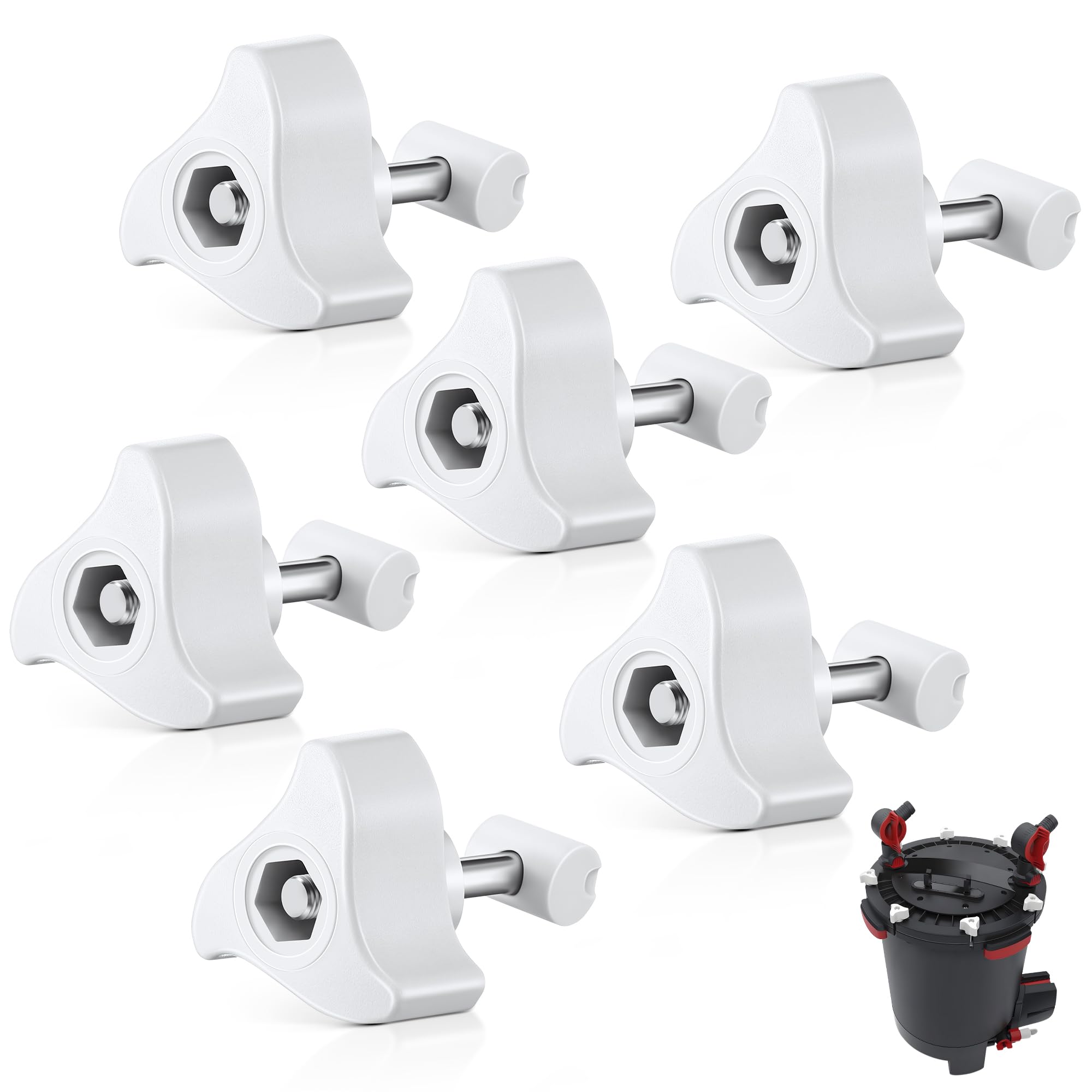 6 Pack Replacement Parts Compatible with Fluval Canister Filters, Lid Fastener Compatible with Fluval FX6 FX5 FX2 FX4, Secure Fit and Long Lasting