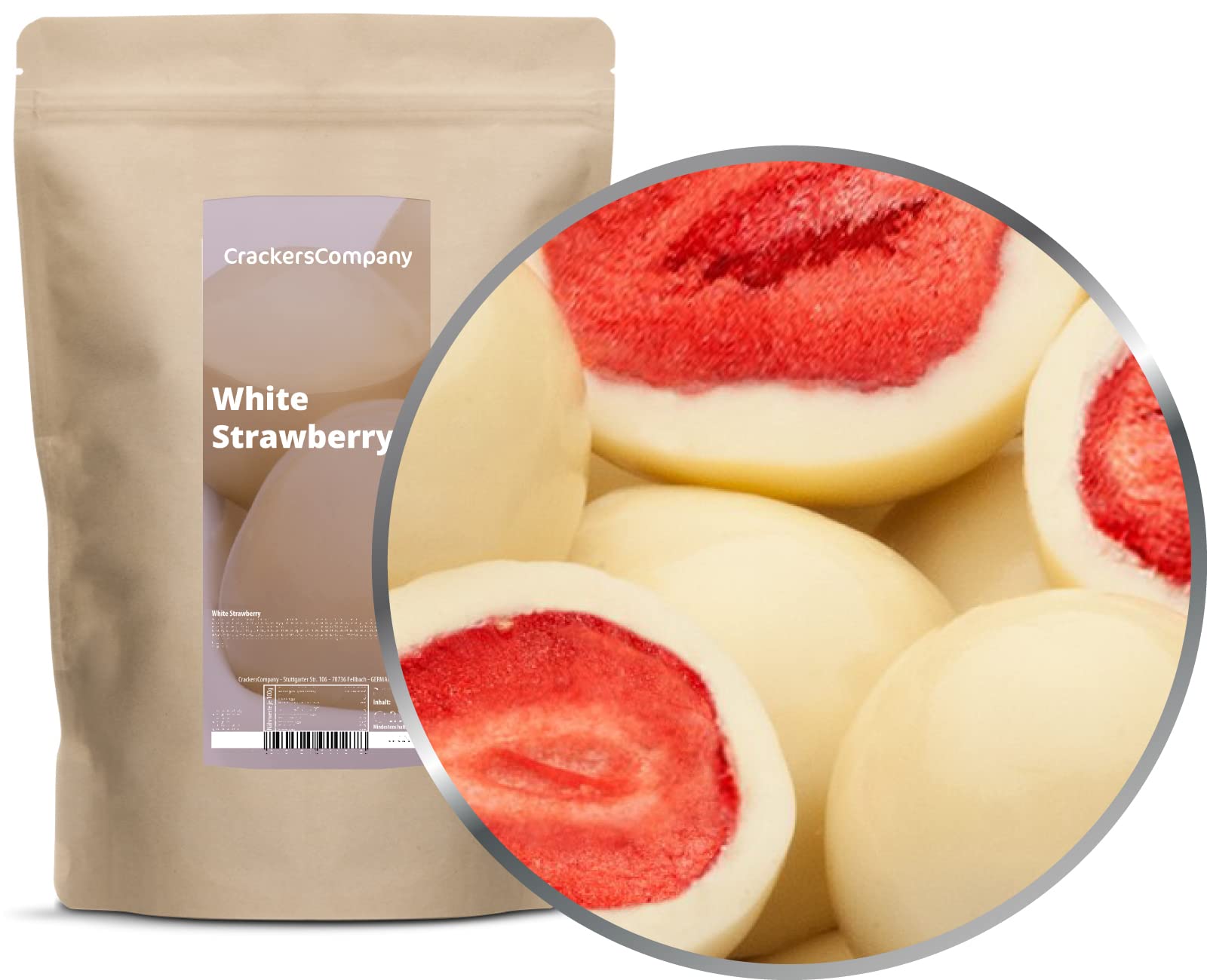 1 x 450g Gefriergetrocknete Erdbeeren in feinster weisser Schokolade in Deutschland hergestellt Premium Qualität