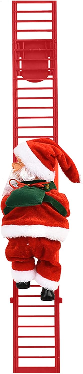Figura eléctrica de escalada juguete decoración muñeca regalo Santa escalera fiesta música educación hambre hipopótamo juego (rojo, talla única)