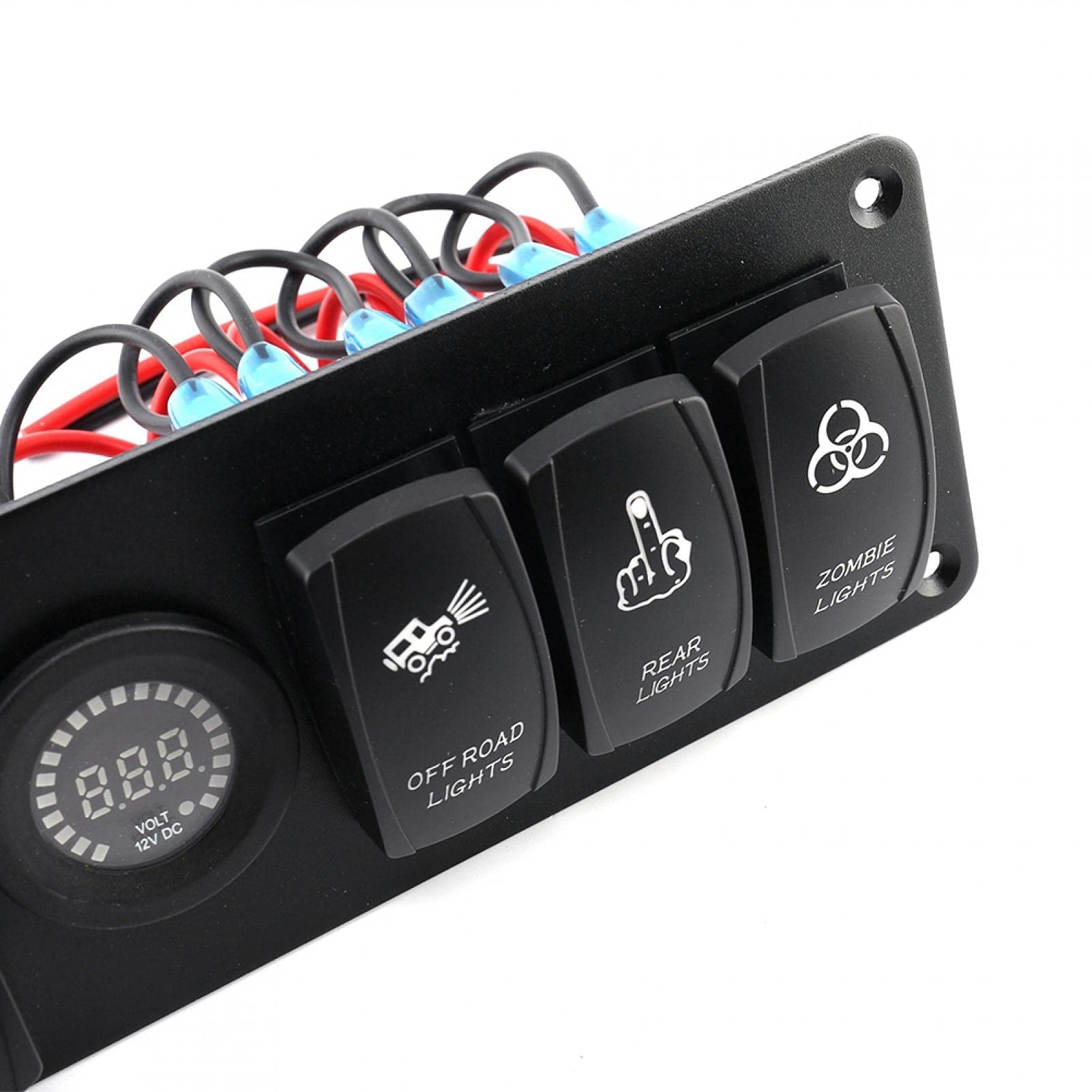 Panel kombinowany do jachtu samochodowego, 6-pozycyjny panel przełączników, 6-stopniowy panel przełączników kołyskowych Kolorowy woltomierz LED do łodzi morskiej samochodu RV, woltomierz z kolorowym e