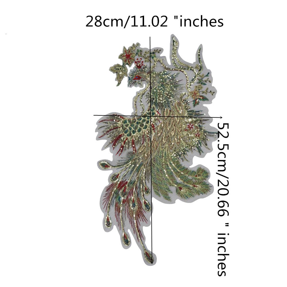 1 Pezzo Perline Oro Paillettes Coda Di Pavone Patch Pizzo Ricamo Applique Oro Metallizzato Tessuto Patch Vestito Decorato Fai Da Te Cucito Accessori - Foto 3