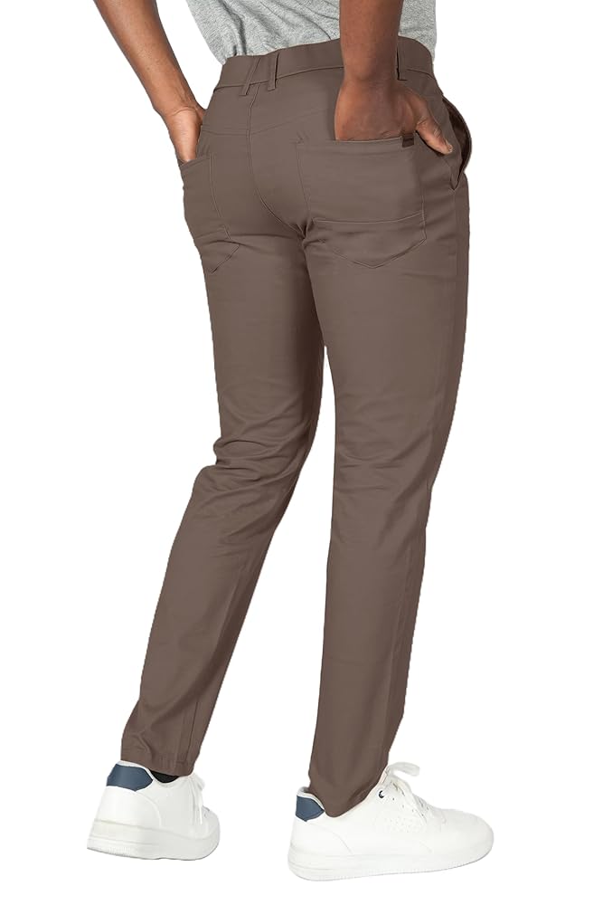 Plaid&Plain Men's Skinny Stretchy Khaki Pants Colored Pants
