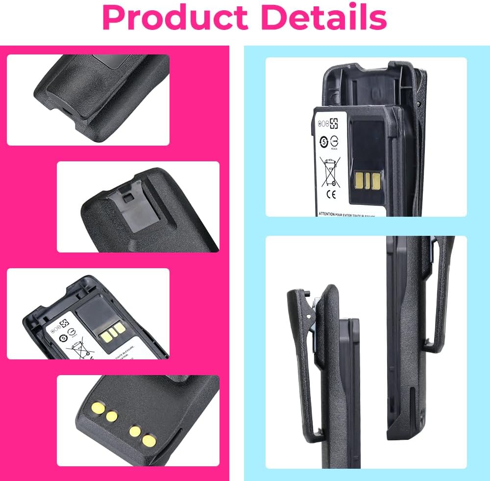 7.2V 2200mAh PMNN4888A Battery Compatible for Motorola R5 Radio Li-ion Replacement Battery with Belt Clip