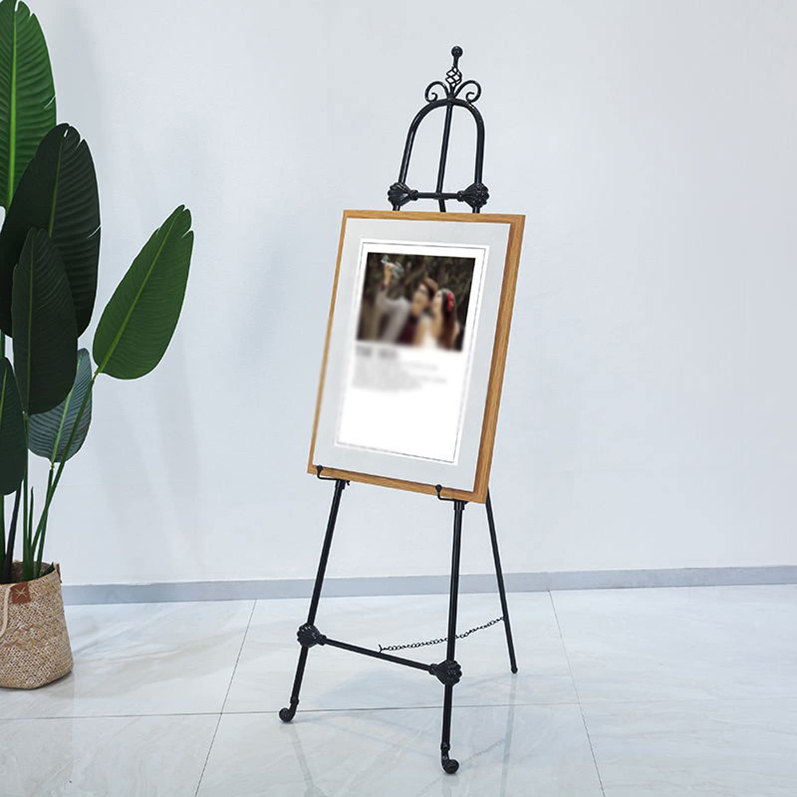 CWCQGH Display Easel Stand for PostersPortable Art Easel for Floor Adjustable Metal Easel Bracket 120cm/150cm Tall (Black 150CM)