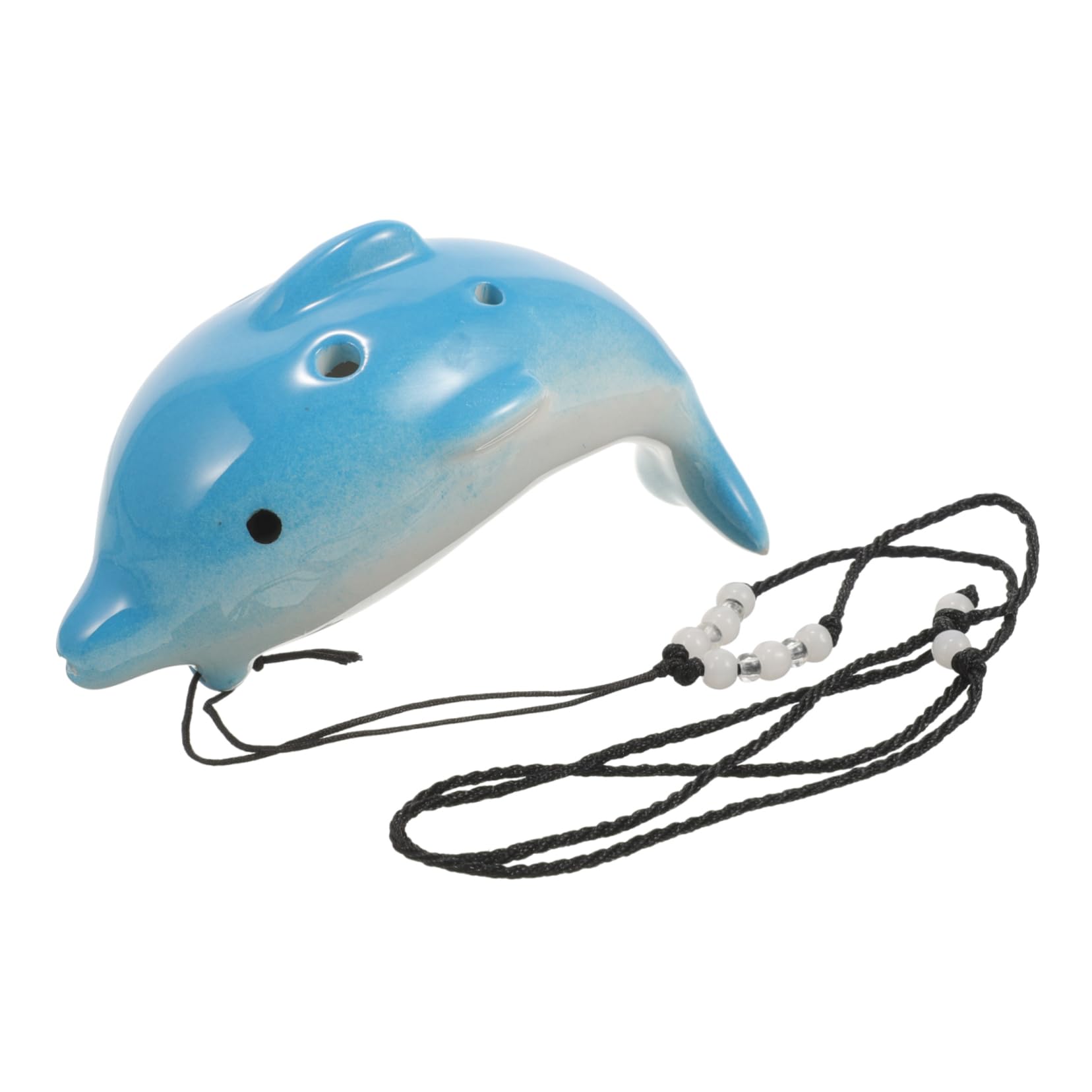 Ocarina In Ceramica 12 Fori - Tonale Do (C), Per Principianti E Bambini, Con Cordino, Colore Blu