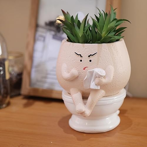 Face Planter Pots Funny Toilet Plant Pot for Indoor Plants,