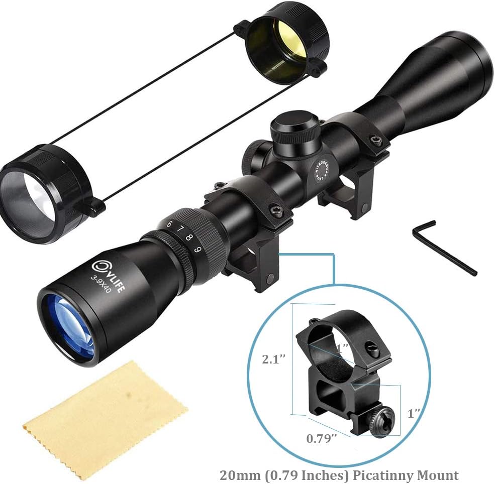 CVLIFE 3 9x40 Optics R4 Reticle Crosshair Scope with 20mm Free Mounts Image