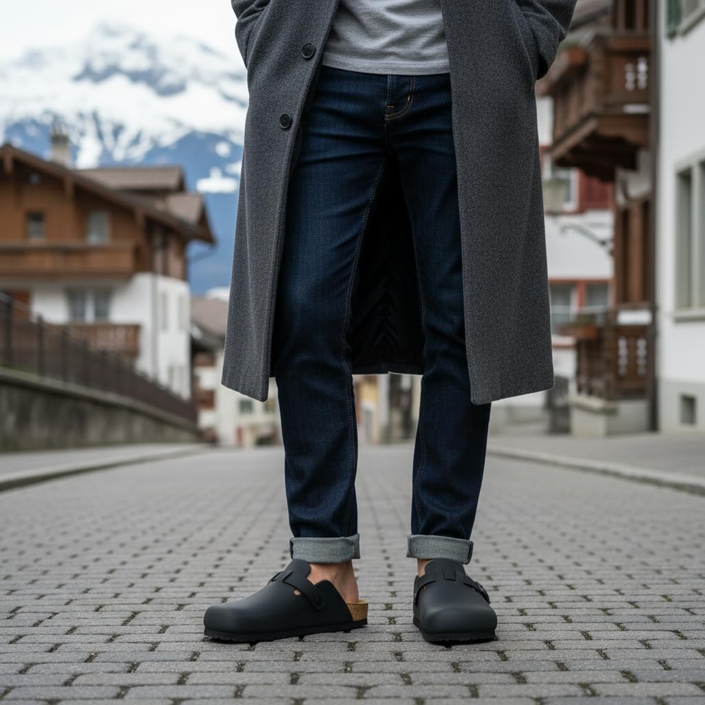 CUSHIONAIRE Haze Mens Clogs | Comfortable Slip-On Clogs for Men with Arch Support and Cork Suede Footbed | Perfect Potato Shoes for Indoor & Outdoor Use | Black 11 - Image 5