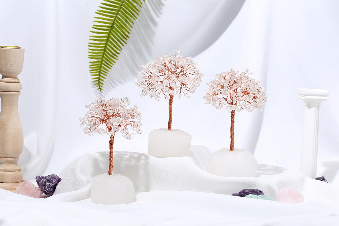 XIANNVXI Clear Quartz Tree Clear Quartz Crystal Tree of Life Healing Crystal Gifts Tumbled Gemstones Tree with Stone Base Reiki Feng Shui Lucky Tree Crystal Gifts - Image 4