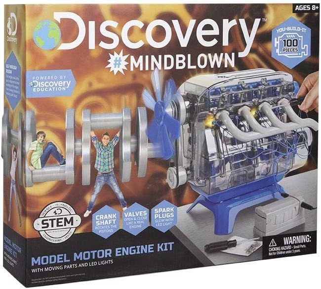 Discovery Kids MindBlown DIY 4-Cycle Internal Combustion Engine Model Kit - Build Valves, Cylinders, Pistons & More