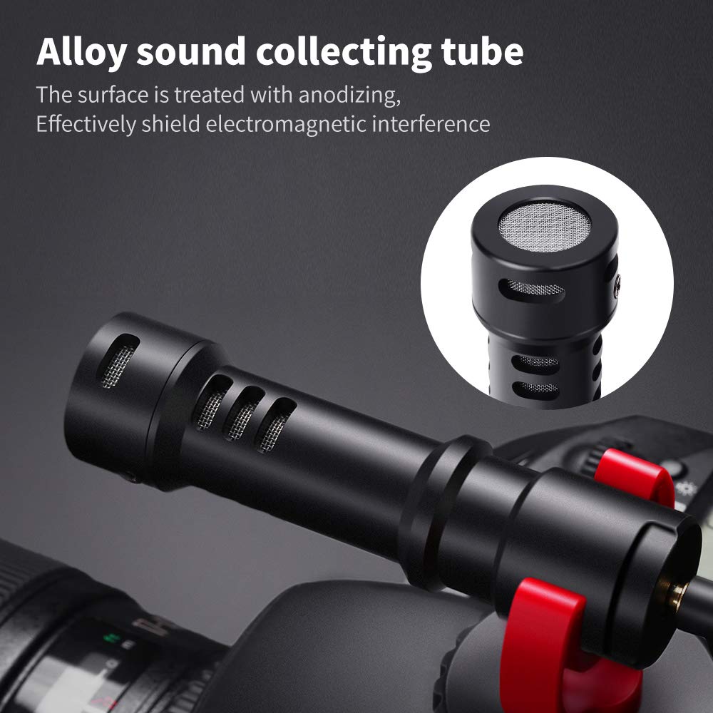 K&F CONCEPT Microfono per Fotocamere CM600, VideoMicro Microfono Direzionale con Treppiede, Microfono Kit per Fotocamere, videocamere