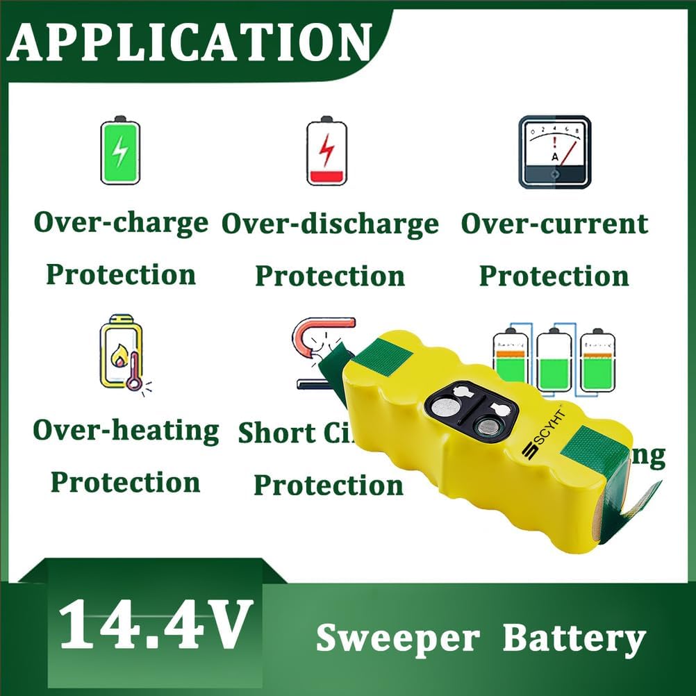 Replacement Battery 14.4V Lithium Battery 6800mAh 12800mAh 4800mAh Rechargeable Batteries 14.4V Vacuum Cleaner Batteries for 900 800 700 600 500 Series Sweeper,14.4v6800mah