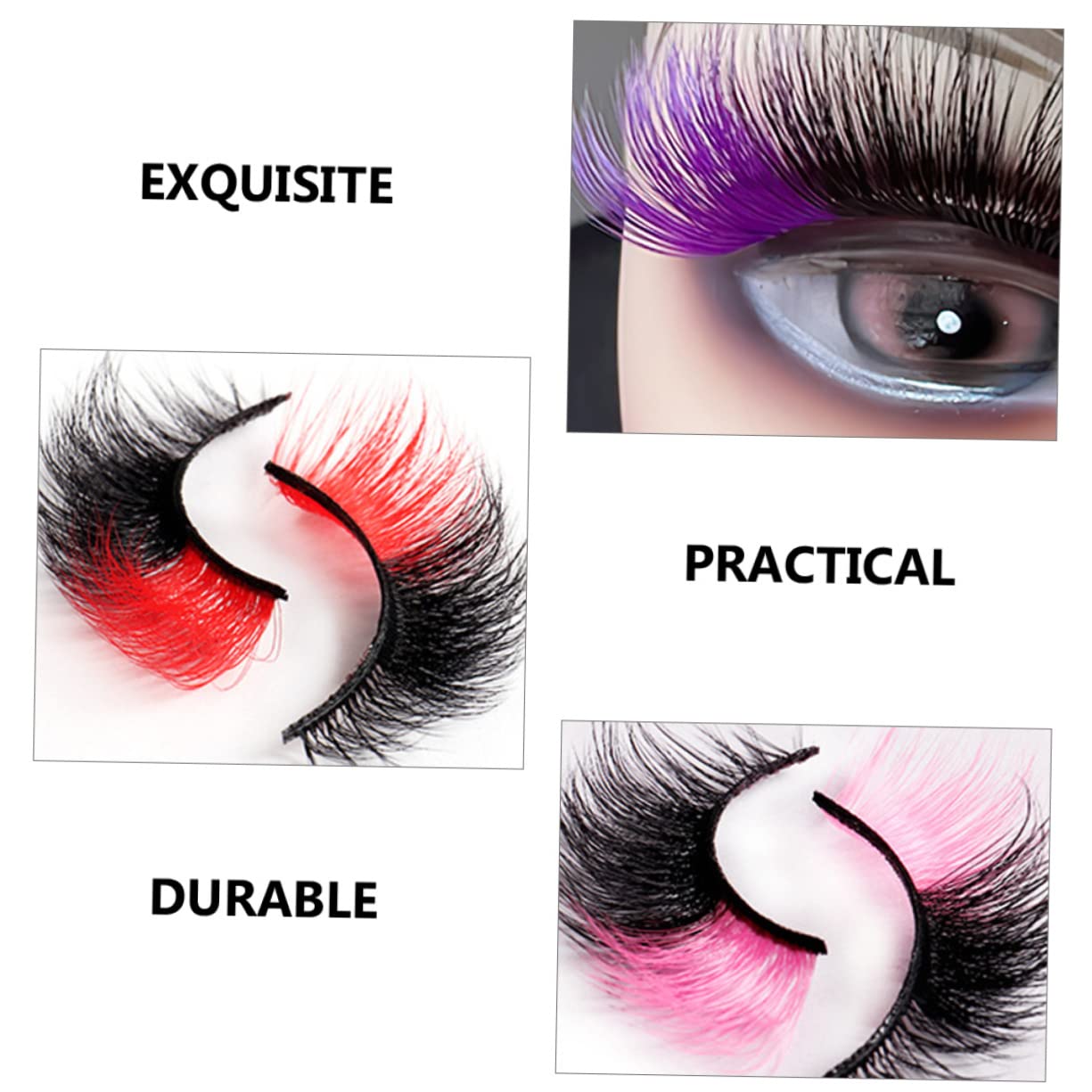FRCOLOR 36pares Pestañas Postizas De Color Para Cosplay De Pestañas De Efecto Natural Extensiones De Ojos y Largas Fáciles De Usar Para Maquillaje De Noche y Eventos Especiales