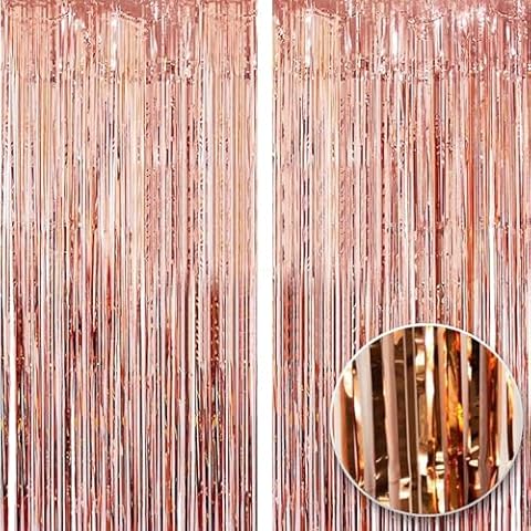 Rose Gold Metallic Tinsel Curtains for Events Cover