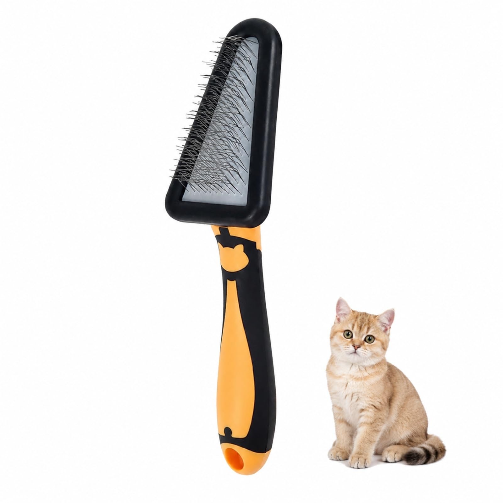 Pet Grooming Triangle Comb for Cats and Dogs, Detangling Shedding Brush for Face, Armpits, Tail, Fur Care, Soft and Durable(Yellow)