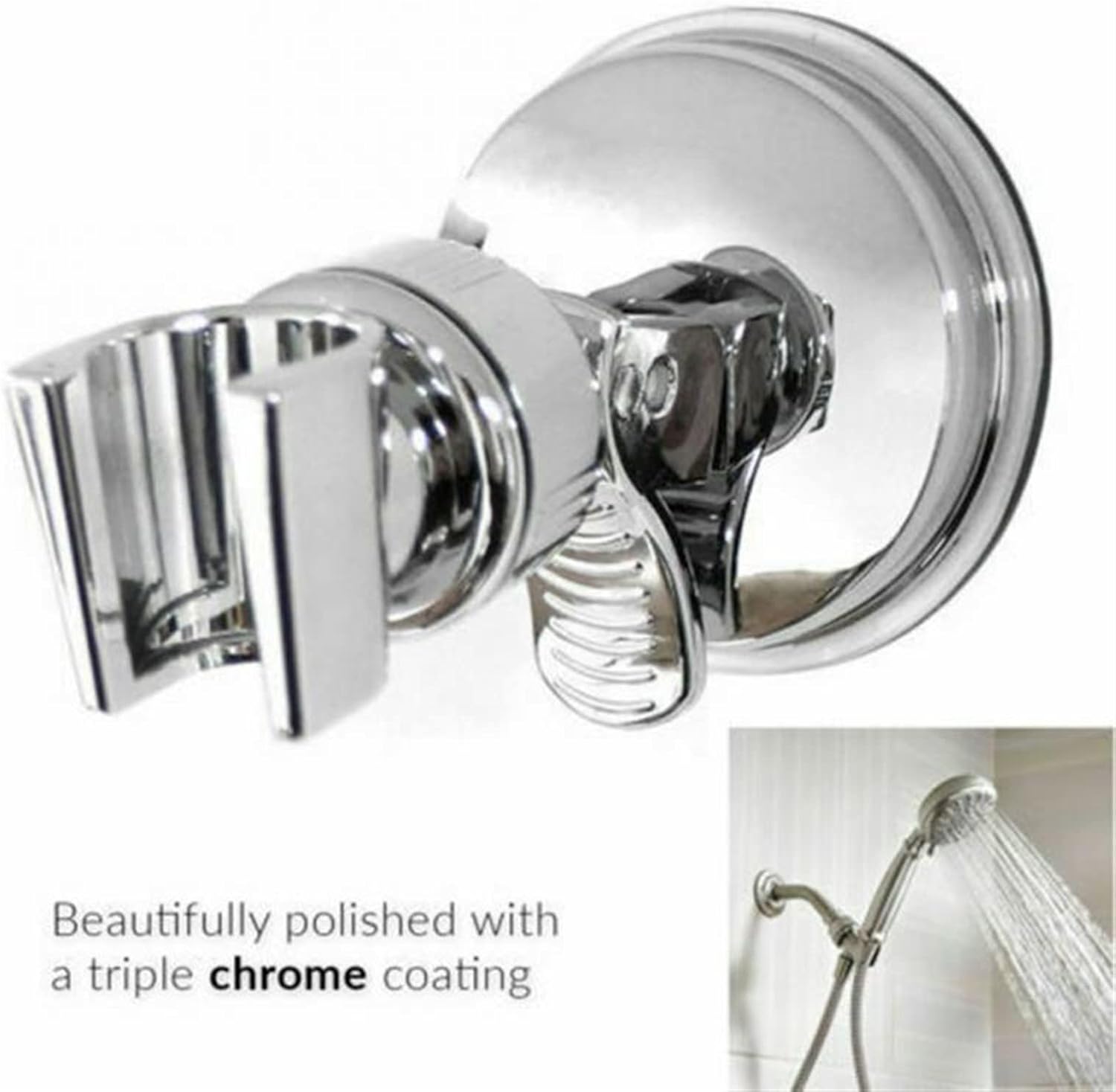 Shower Holder, Universal Adjustable Hand Shower Holder Suction Cup Holder Full Plating Shower Rail Head Holder Bracket Bathroom Accessories Shower Installation Bracket, ABS