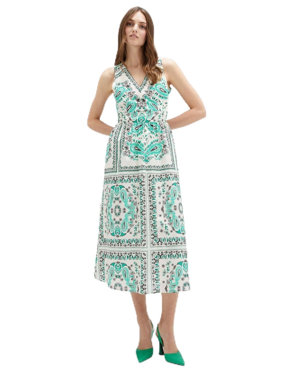 Motivi: Vestido Midi con Estampado Fular Verde 40 Spring Summer 24