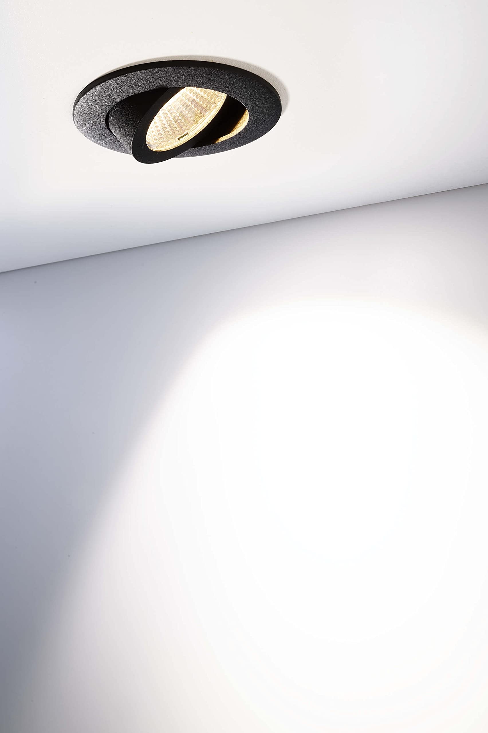 Deko-Light | LED Decken-Einbaustrahler Leuchte Aluminium schwarz rund Ø 8 cm 3000 K warmweiß mit Netzgerät und Verbinder für Durchgangsverdrahtung dimmbar | Dione