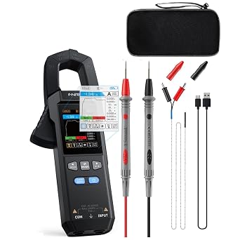 FNIRSI DMC-100 Multimeter Digital Ammeter Pliers Clamp Meter TRMS 1000 Counts, 600A Curve Recording Voltage Tester with Flashlight, AC/DC Curren & Voltage, NCV, Capacitance, Resistance, Continuity