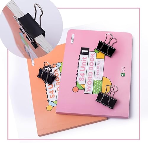 Miniatura 7 de Clips para carpeta, paquete de 24, 1.6 pulgadas, no estándar de 1.614 in, negro, capacidad de 0.66 pulgadas, clips grandes para carpetas, clips de
