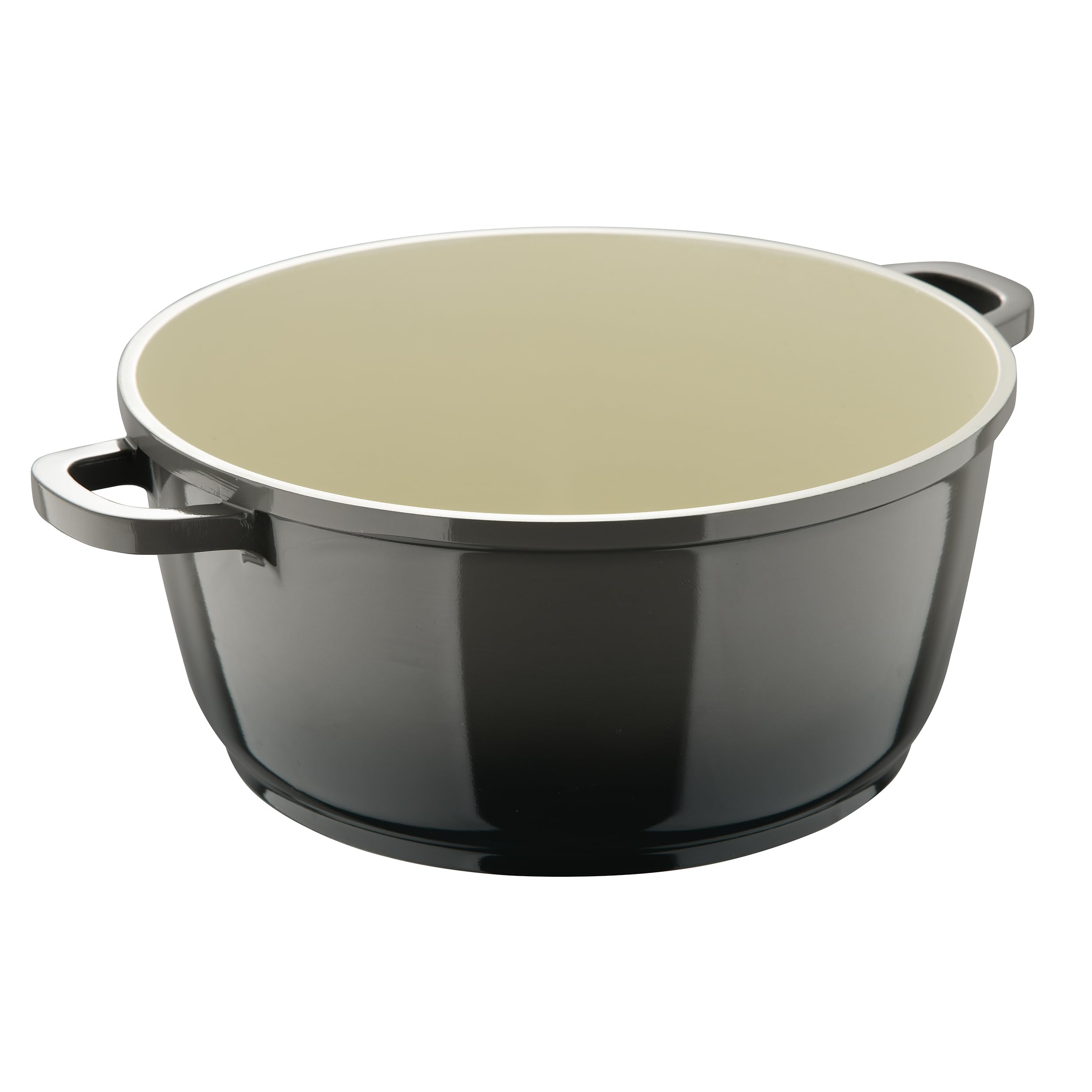 BERGNER Excalibur Grey – Cacerola Con Tapa de 28 cm – Fabricada Aluminio Fundido - Interior Recubrimiento Color Crema - Exterior Color Gris - Apto Inducción - Pomo Acero Inoxidable