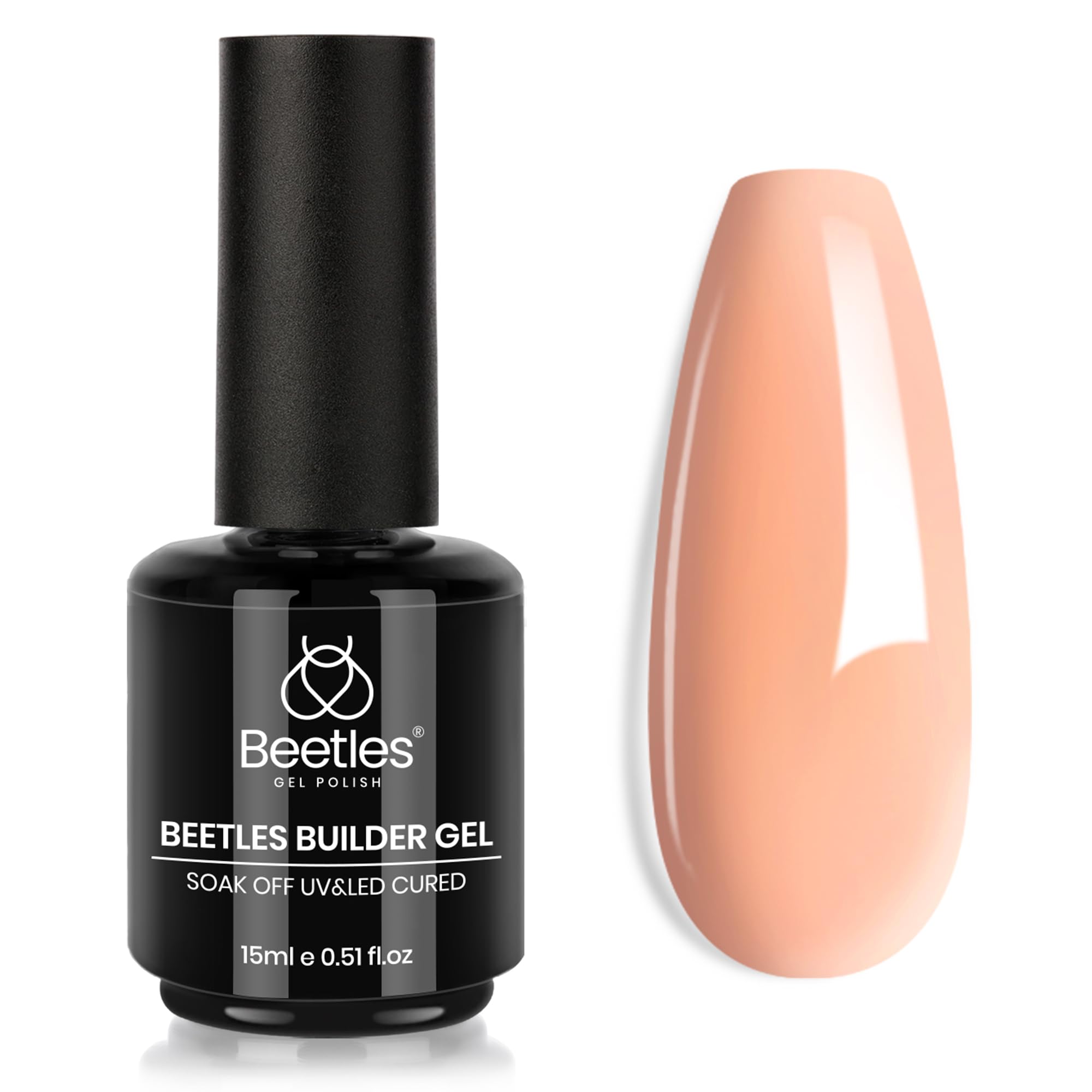 Beetles Builder Gel for Nails 7 in 1 Jelly Neutral Nude Color Strengthener Gel Translucent Cover Hard Nail Extension Brush in Bottle Base Coat Needed Gift for Women