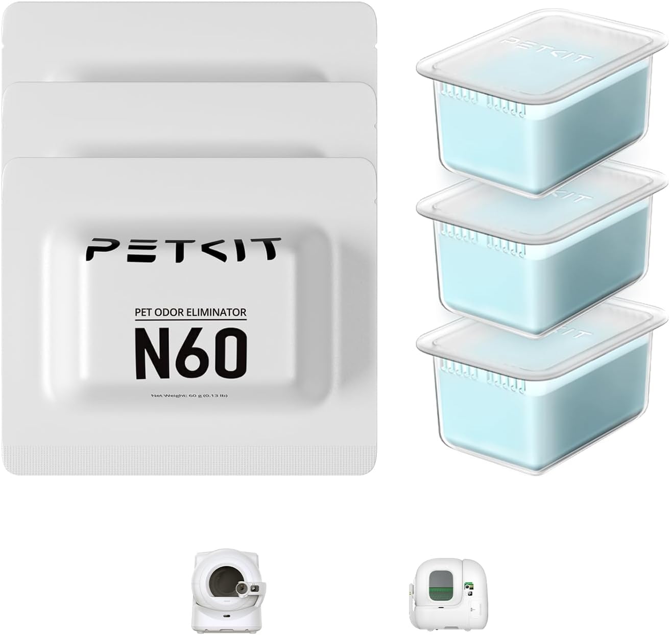 N60 Pet Odor Control for Purobot Ultra and Purobot Max Pro Self-Cleaning Cat Litter Box, Long-Lasting Effective Litter Box Odor Remove, Natural Formula (Pack of 3)