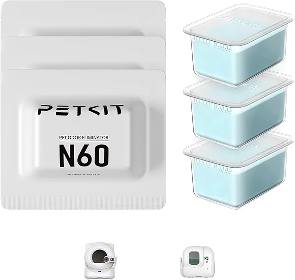 PETKIT N60 Pet Odor Control for Purobot Ultra and Purobot Max Pro Self-Cleaning Cat Litter Box, Long-Lasting Effective Litter Box Odor Remove, Natural Formula (Pack of 3)