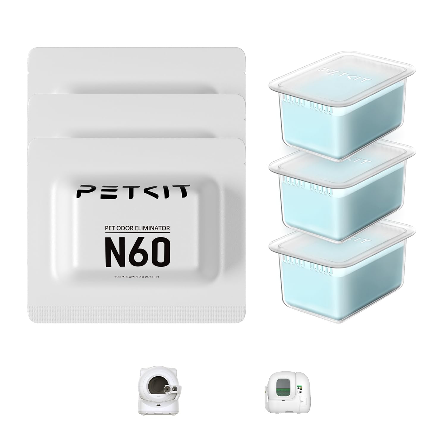 PETKIT N60 Pet Odor Control for Purobot Ultra and Purobot Max Pro Self-Cleaning Cat Litter Box, Long-Lasting Effective Litter Box Odor Remove, Natural Formula (Pack of 3)