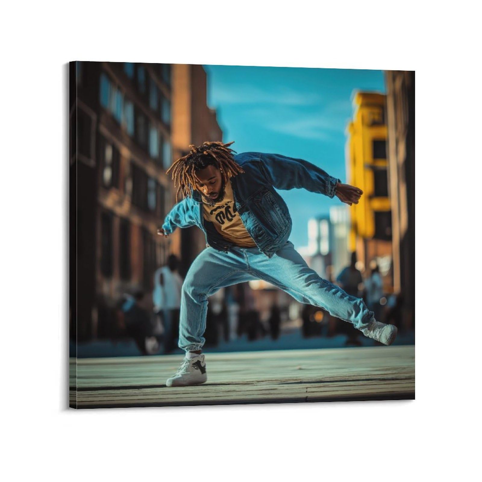 Poster da parete con stampa artistica su tela, motivo: ballerino B-boy, street dance, hip hop, decorazione moderna per camera da letto, 60 x 60 cm