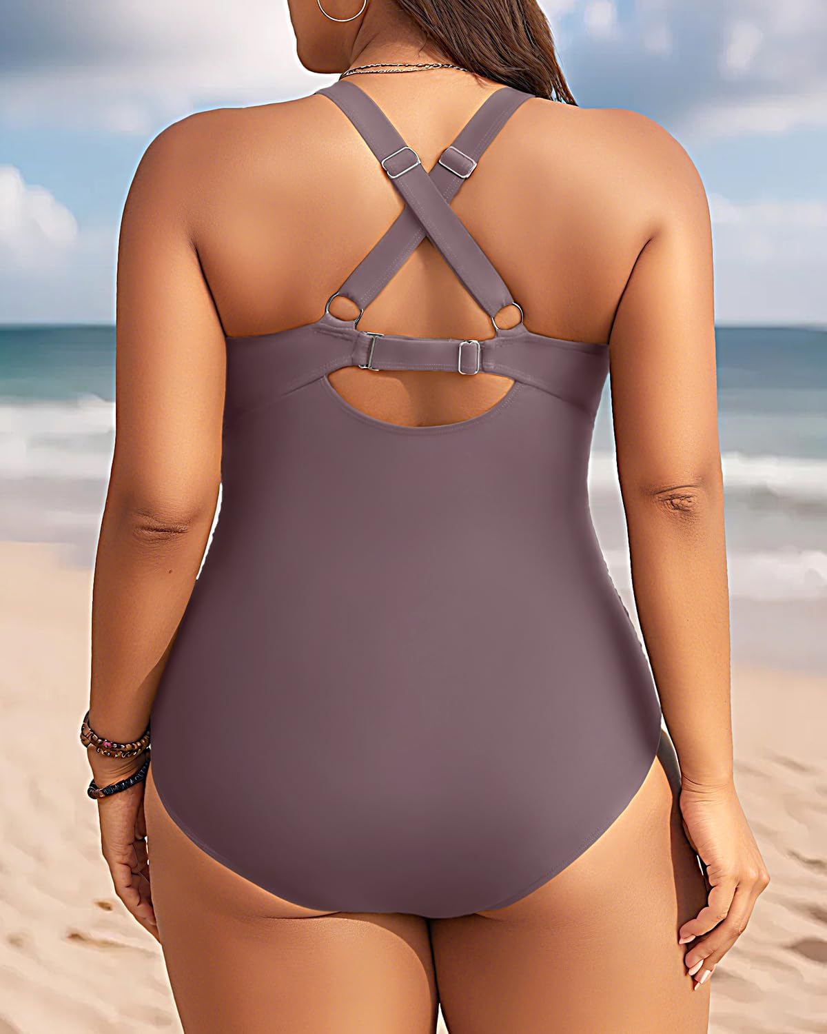 Aqua Eve Plus Size One Piece Swimsuit - Women's Tummy Control Bathing Suit Retro Full Coverage Swimwear 2025 - Image 2