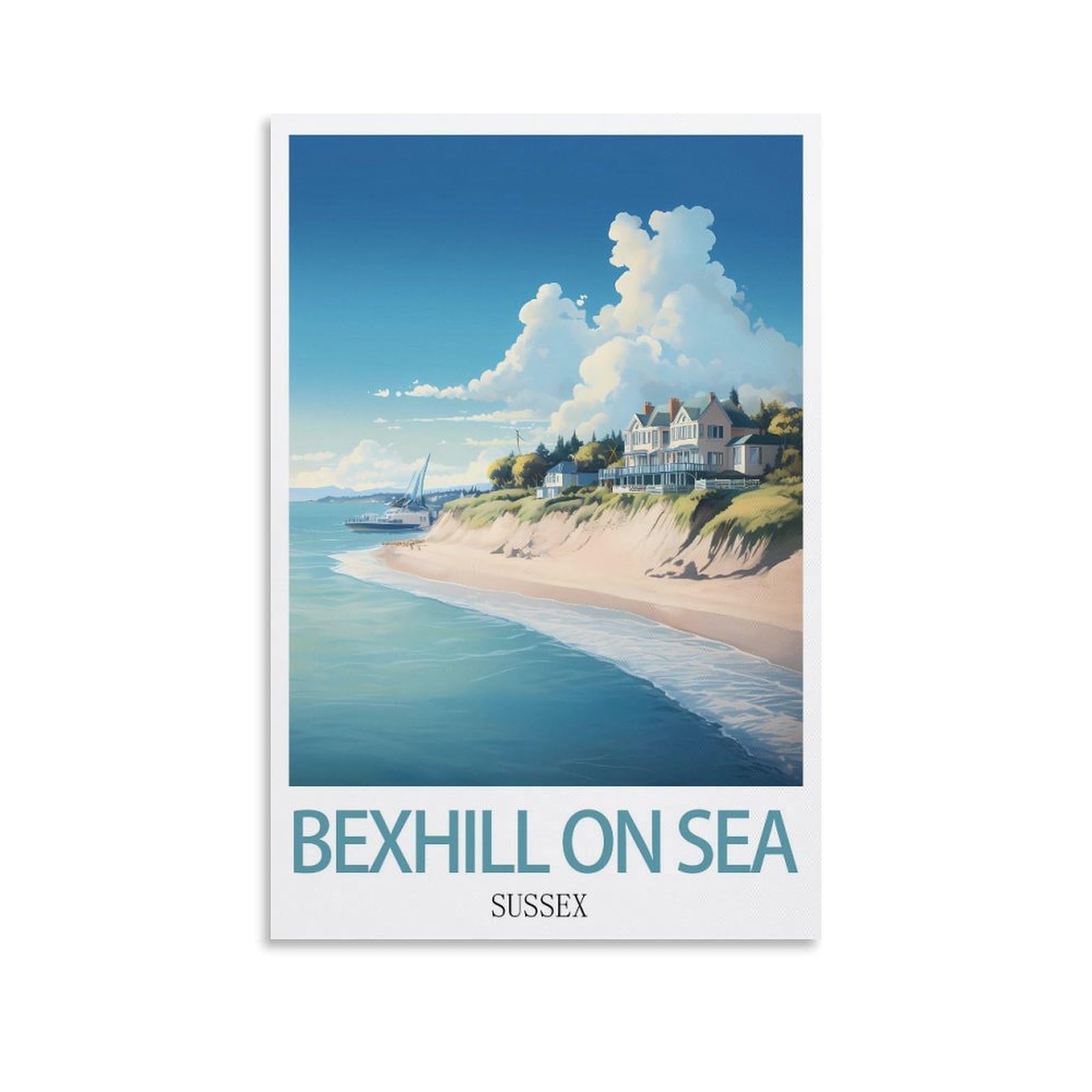 Vintage Metal Tin Sign Bexhill-on-sea Sussexs Kitchen Bar Novelty Gift Metal Tin Wall Décor Sign 30x40cm