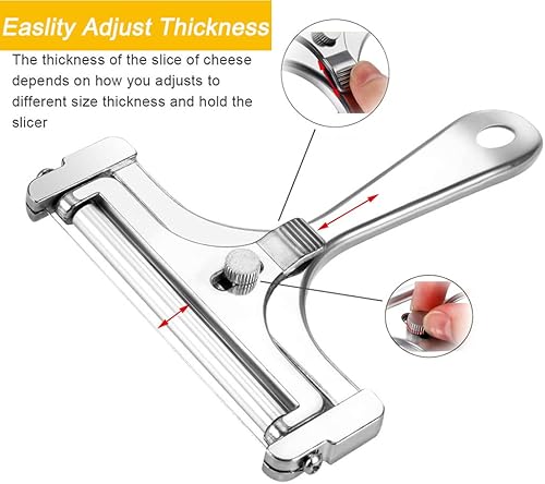 Miniatura 3 de Cortador de queso con alambre de acero inoxidable, cortador de queso ajustable de mano, afeitadora de queso premium para mozzarella, cheddar,