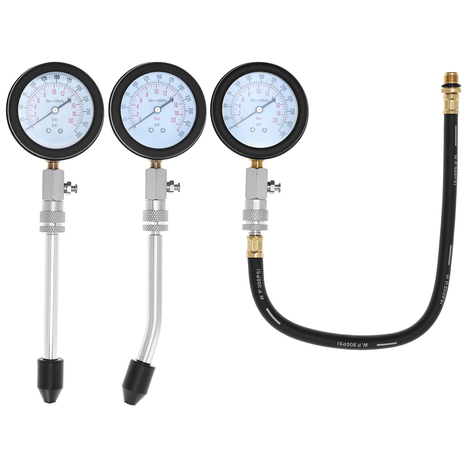 QWORK® Kit de testeur de compression, ensemble d'outils de manomètre moteur, manomètre de compression, pour moto, voiture et plus