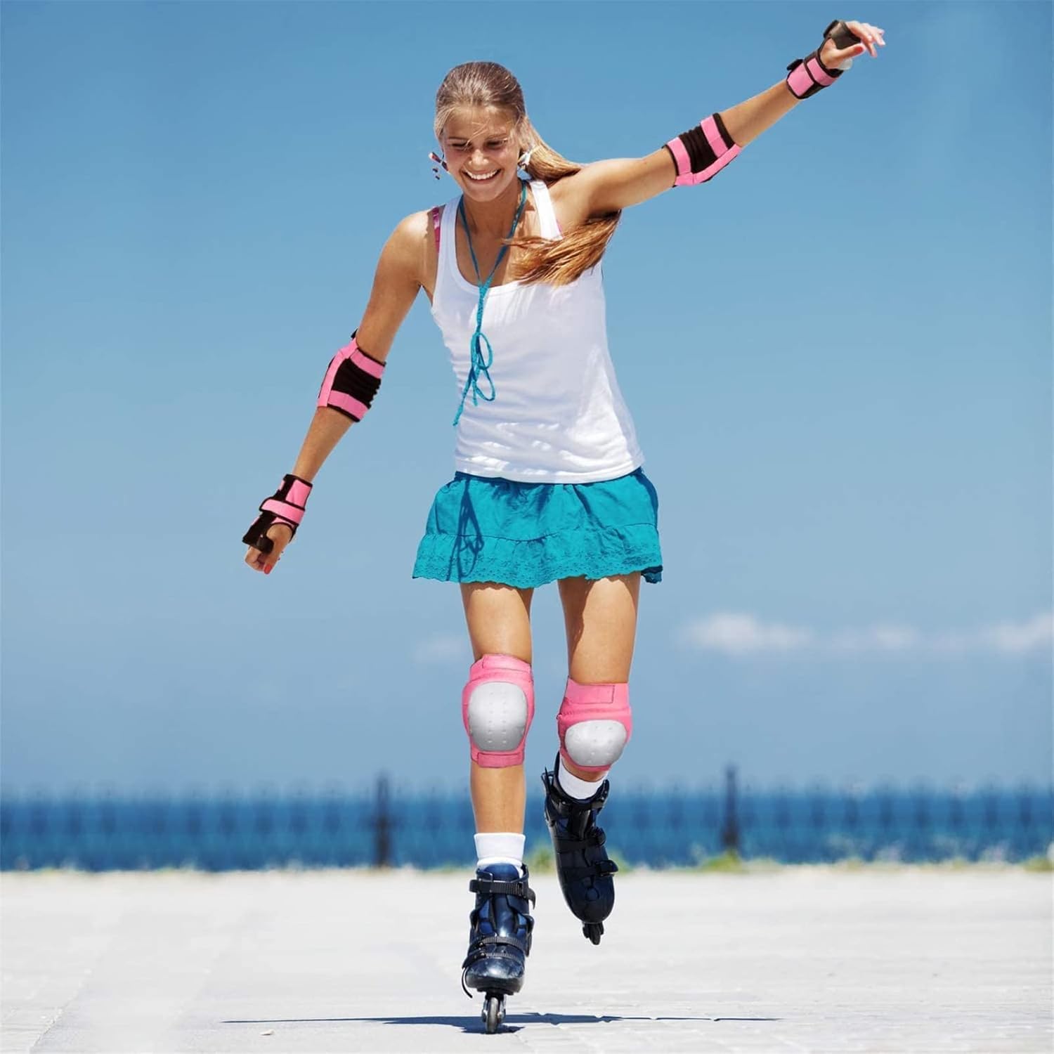 Équipement de protection de skate – Genouillères, coudières, protège-poignets pour enfants et adultes – Idéal pour le skateboard, le vélo, le scooter, le roller