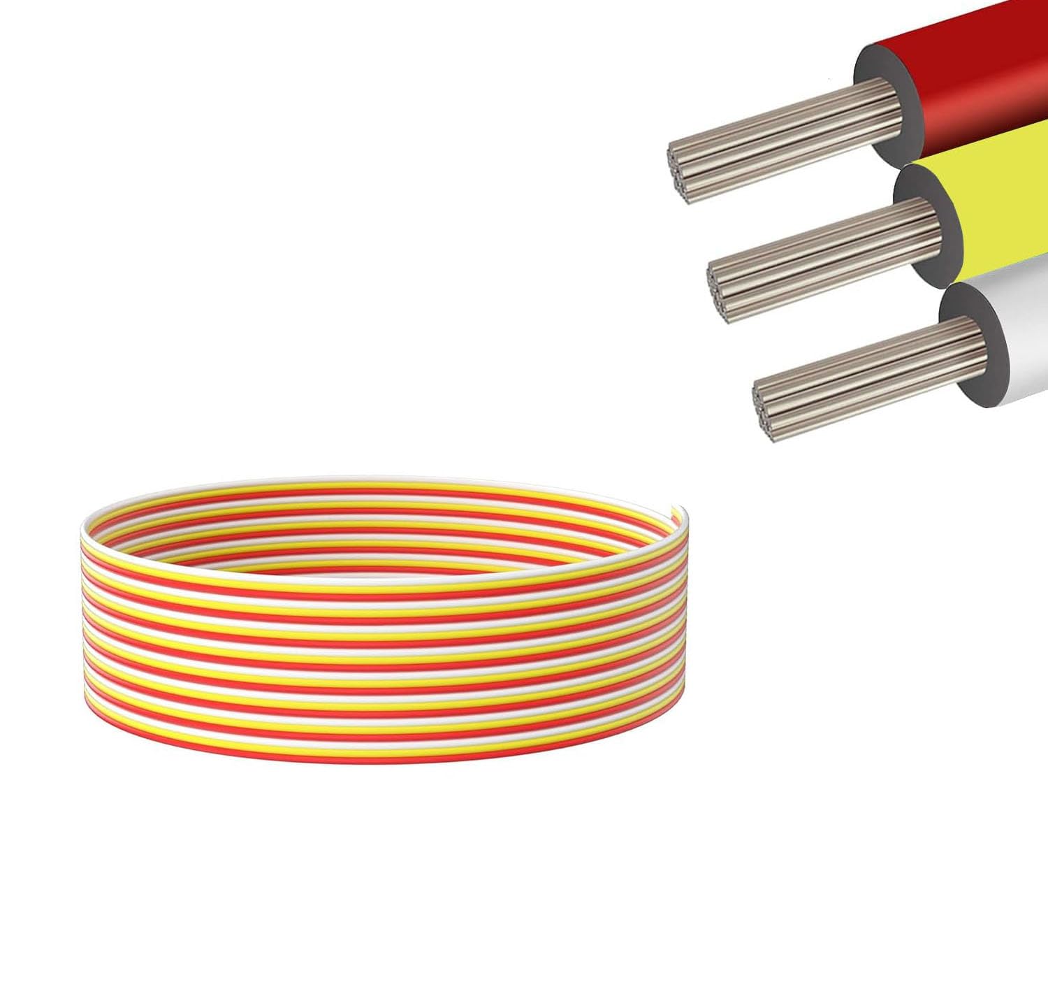 20M 3-pin 22AWG Wire Cord for COB SMD 2835 5050 5V 12v 24v Tape Lights Extension65.6ft/Extension Cable(Red,Yellow,White)