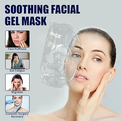 Miniatura 3 de MR.ICE Mascarilla de gel para la cara, 2 máscaras refrescantes para hinchazón facial, mascarilla fría reutilizable, compresa fría y caliente para